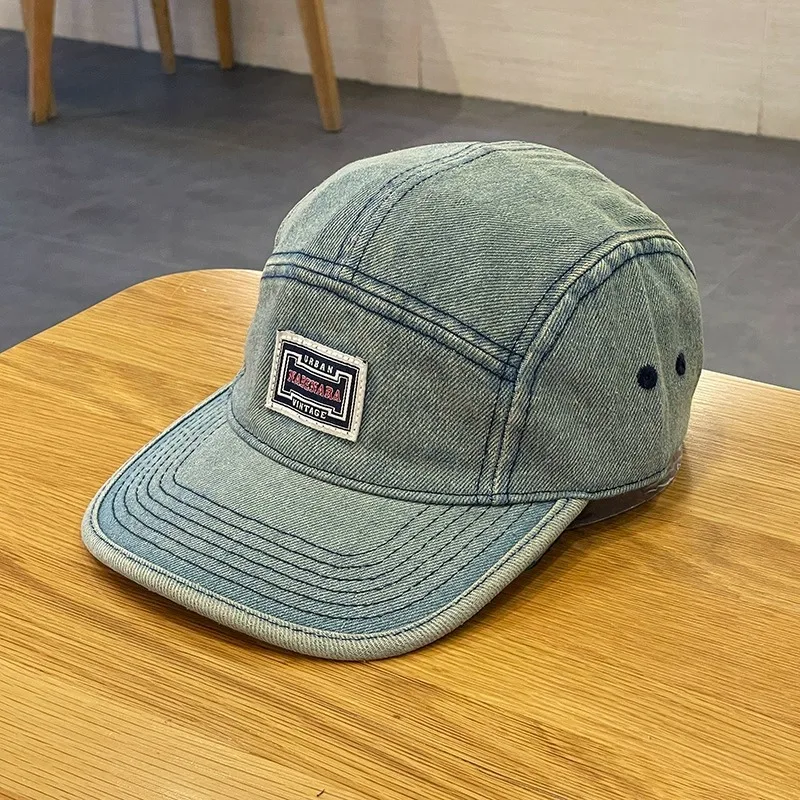 Denim z płaskim rondem w stylu Vintage czapki baseballowe męskich kobiet w stylu Harajuku czapka typu Snapback moda uliczna 5-panelowa czapka na