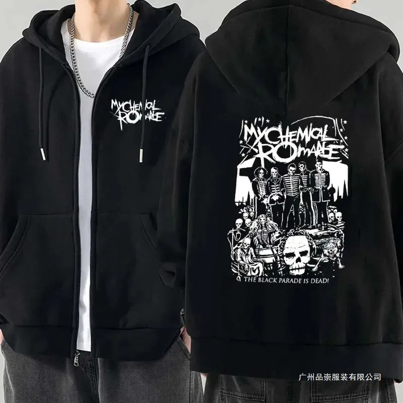 

Толстовка на молнии My Chemical Romance MCR Black Parade Dead, унисекс, в стиле панк-эмо, свободного кроя, на молнии, куртка-толстовка