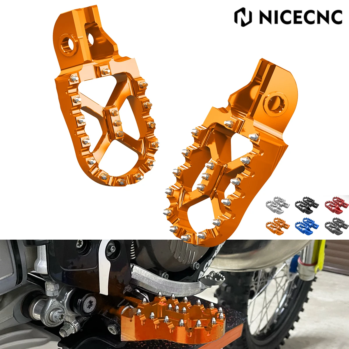 

NICECNC For KTM EXC 300 250 XCW EXCF 450 350 2023 SX 125 SXF 450 2022 2021 Husqvarna TE 300 GasGas EC 300 Foot Pegs Footrest Kit