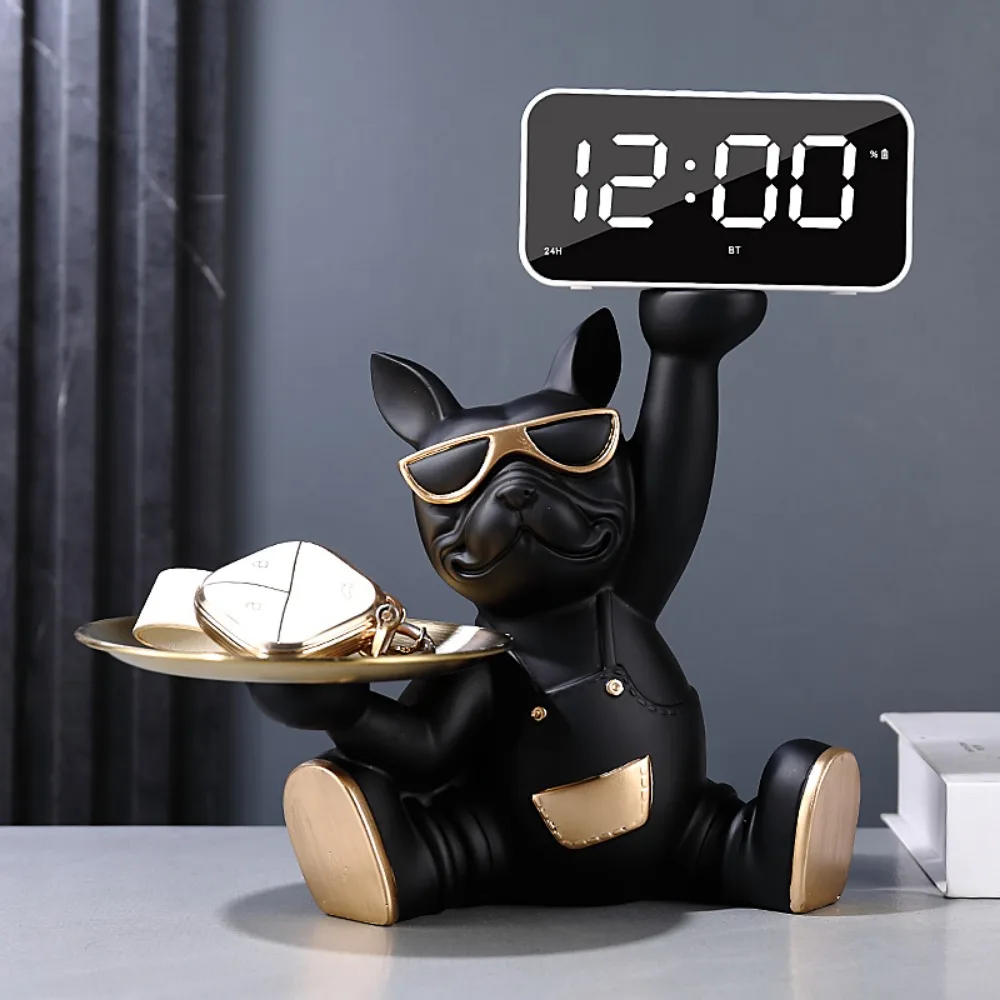 Home Decor Pitbull Dog Pendulum Tabletop Clock,Bluetooth Smart Small Ornament for Living Room,Desktop Electronic Digital Clock