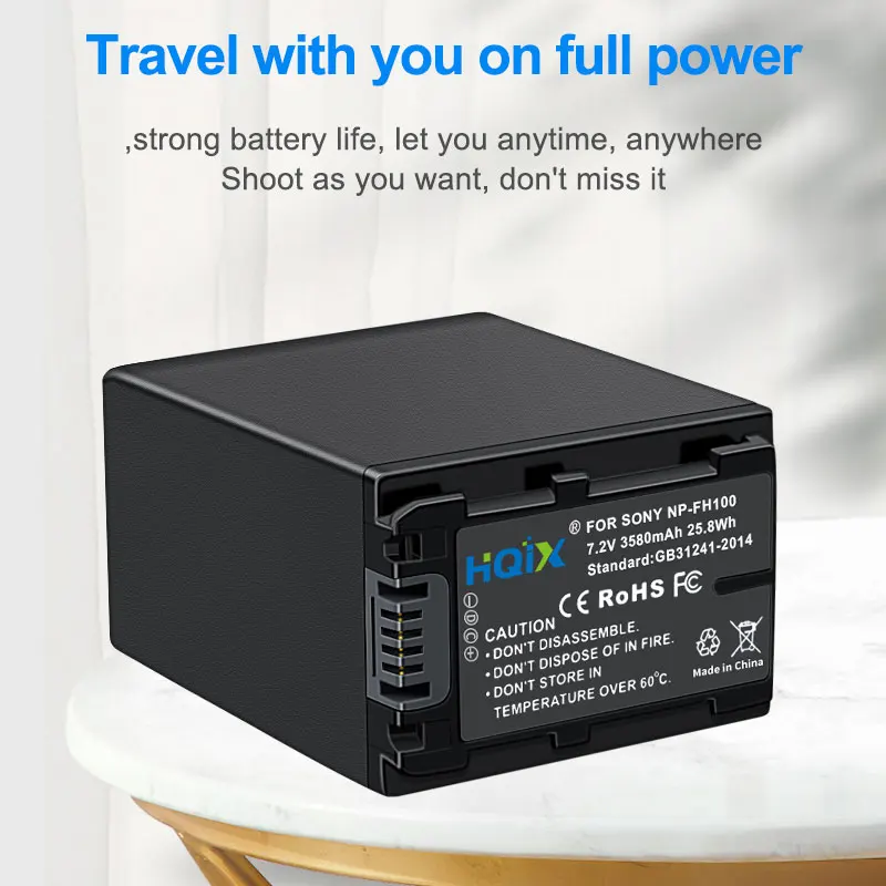 

HQIX for Sony DCR-DVD810 DVD850 DVD910 SR7 SR8 SR10 SR11 SR12 SR42 SR45 SR67 SR46 SR47 SR62 SR65 Camera NP-FH100 Charger Battery