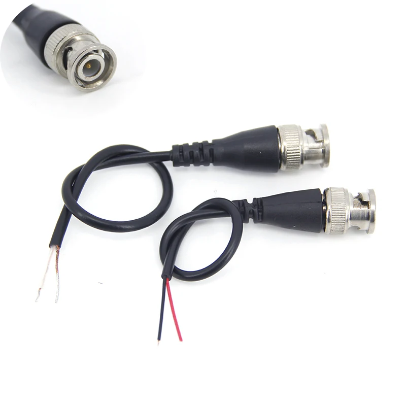 2 types BNC Male Connector Q9 shielded Power Pigtail Cable BNC cord Wire Connectors coaxial signal for CCTV B4