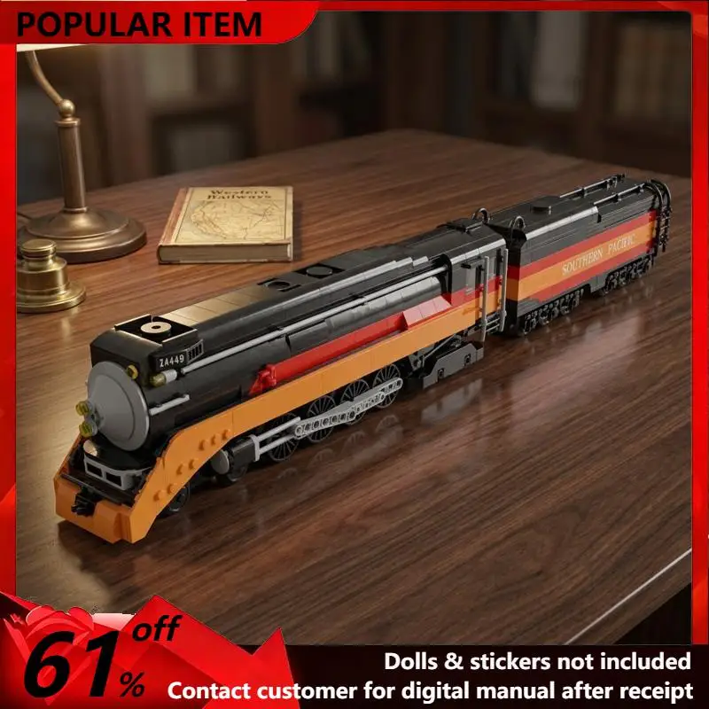 1598PCS MOC Retro Vintage Steam Locomotive With Coal Tender Classic Railway Transport Model Building Blocks DIY Assembly Gifts