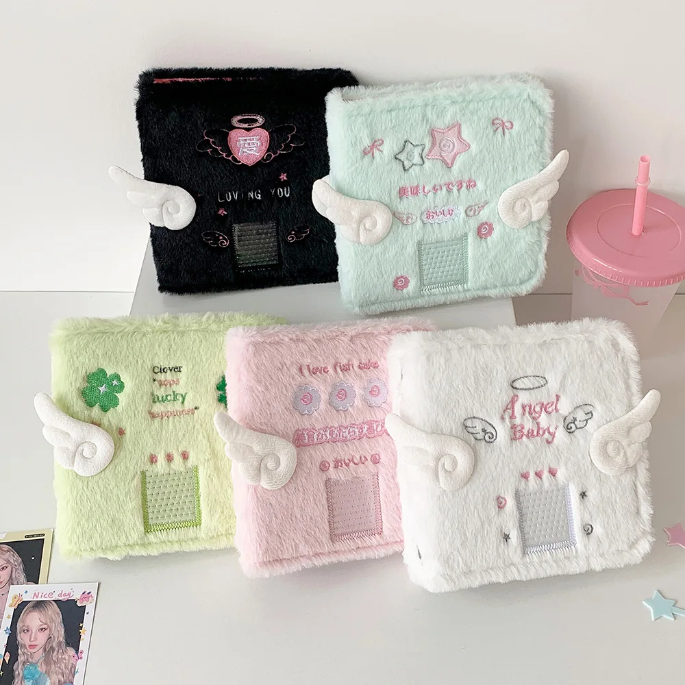 エンジェルぬいぐるみリフィル式A7リングバインダーフォトアルバム、リフィル式フリップスルーカードホルダー、アイドルKPOPフォトカード秘密コレクション用