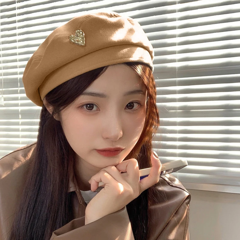 

Female Solid Color Versatility Hats Autumn And Winter Fashion Temperament Beret Literature And Art Caps for Women