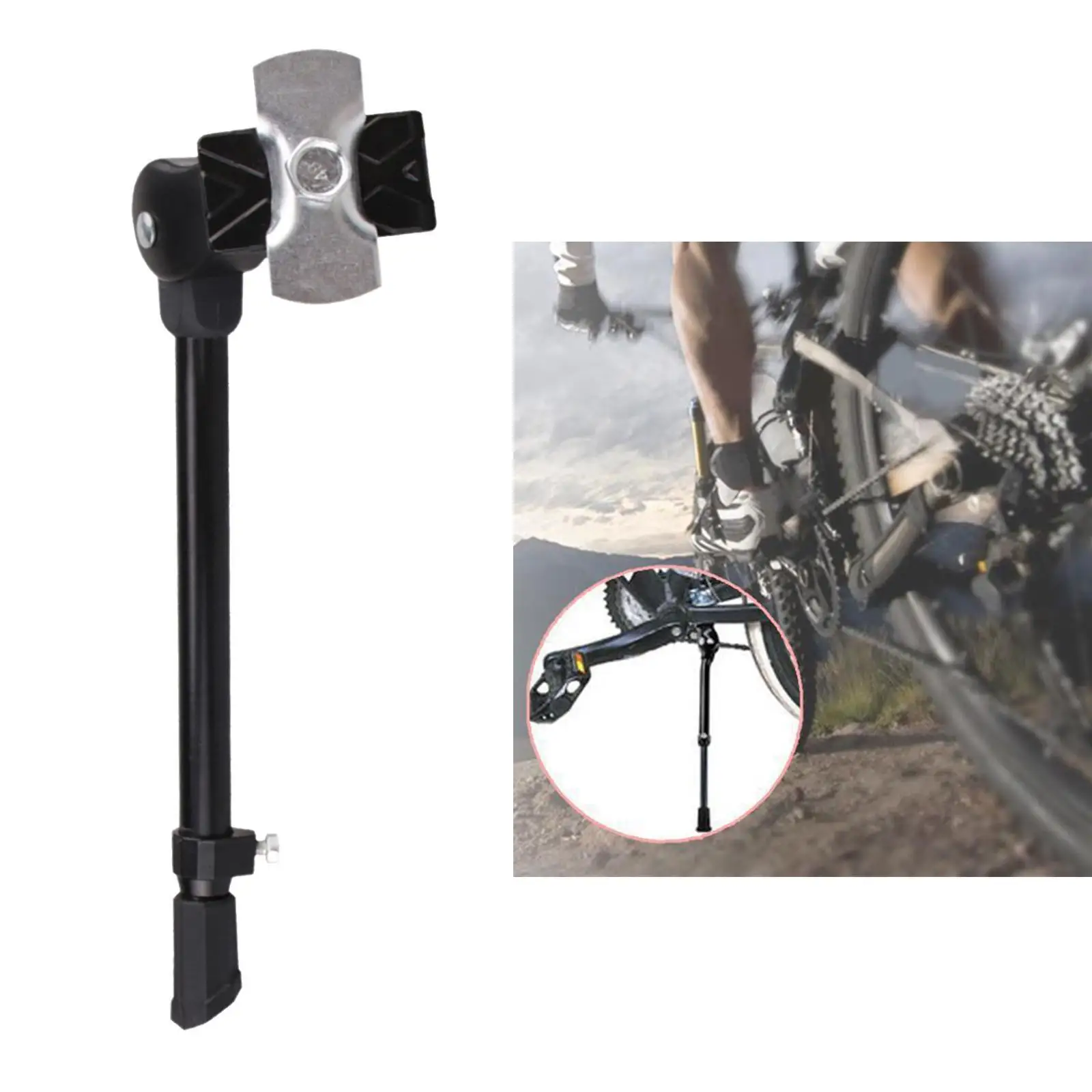 2 Sturdy Anti-Slip Mountain Bike Kickstand Rear Side Single Leg Stand Black