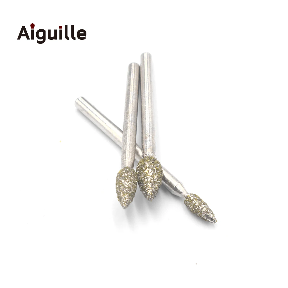 60# Diamond Grinding Burr Metal Peeling Bits Stone Jade Grinding Bits 4/5/6/8/10mm Diamond Grinding Point Stone Metal work