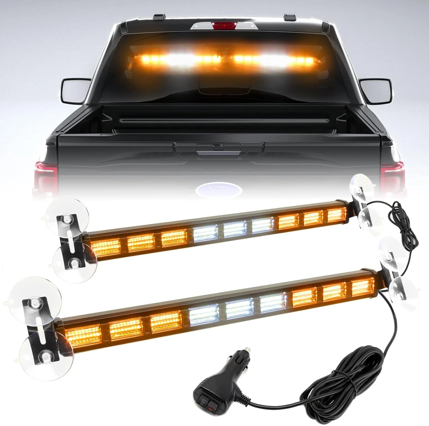 

Switchable 4 Colors Emergency Strobe Traffic Advisor Light Bar LED Windshield 2 in 1 Visor Safety Warning Hazard Flashing Lights