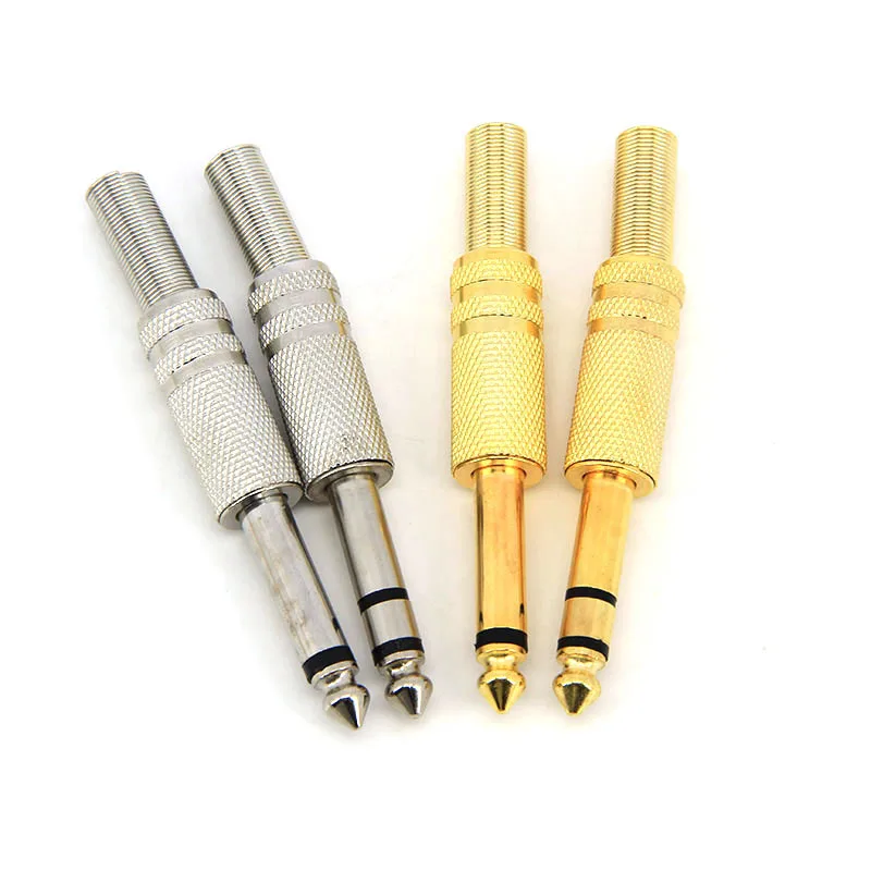 โลหะชุบทอง 6.35 มม.ปลั๊กแจ็ค 6.5 ชาย Mono Audio 6.5 อะแดปเตอร์ 1/4 นิ้วบัดกรีสเตอริโอสายไมโครโฟน L1