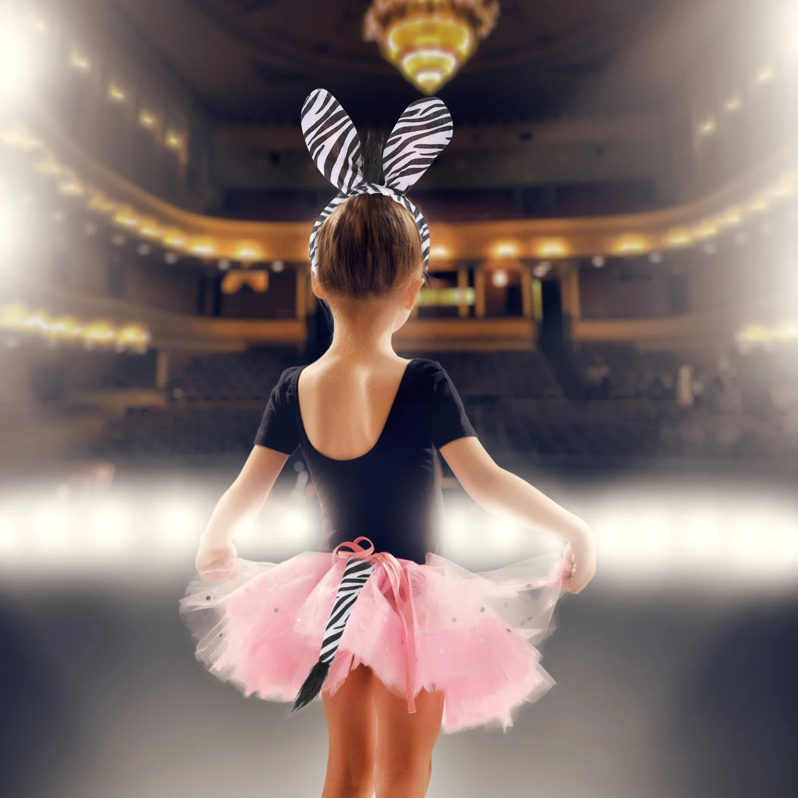 Acessórios de fantasia de zebra para crianças, bandana e cauda, animal, cosplay, festa na selva, conjunto de roupa