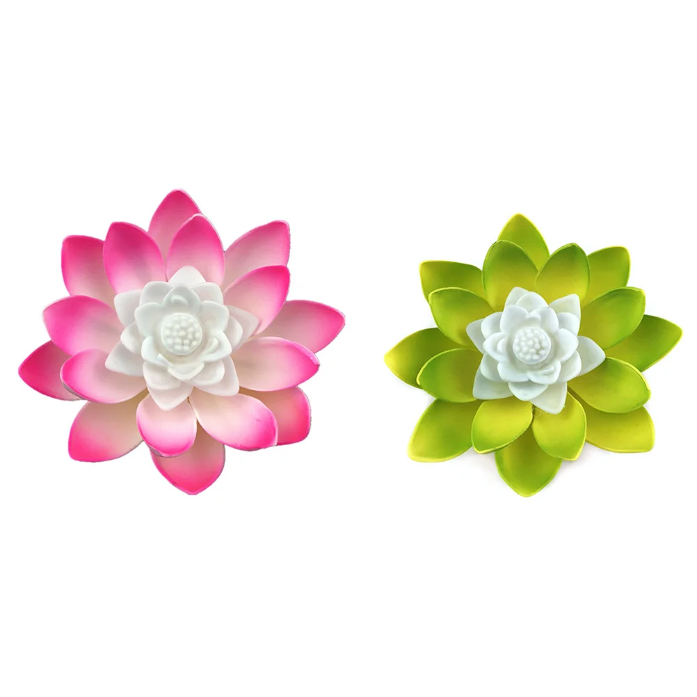 

2Pcs LED Electronic Lotus Candle Light Realistic Flameless Flower Lamp Floating Wish Light Garden Tank Decor for Home Party