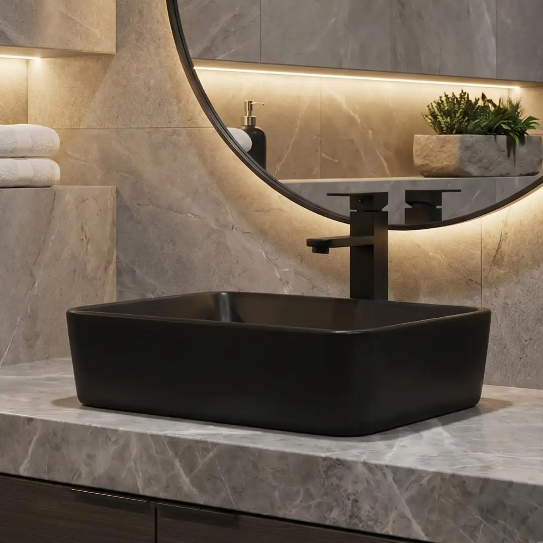Ceramic Bathroom Sink, Black 19