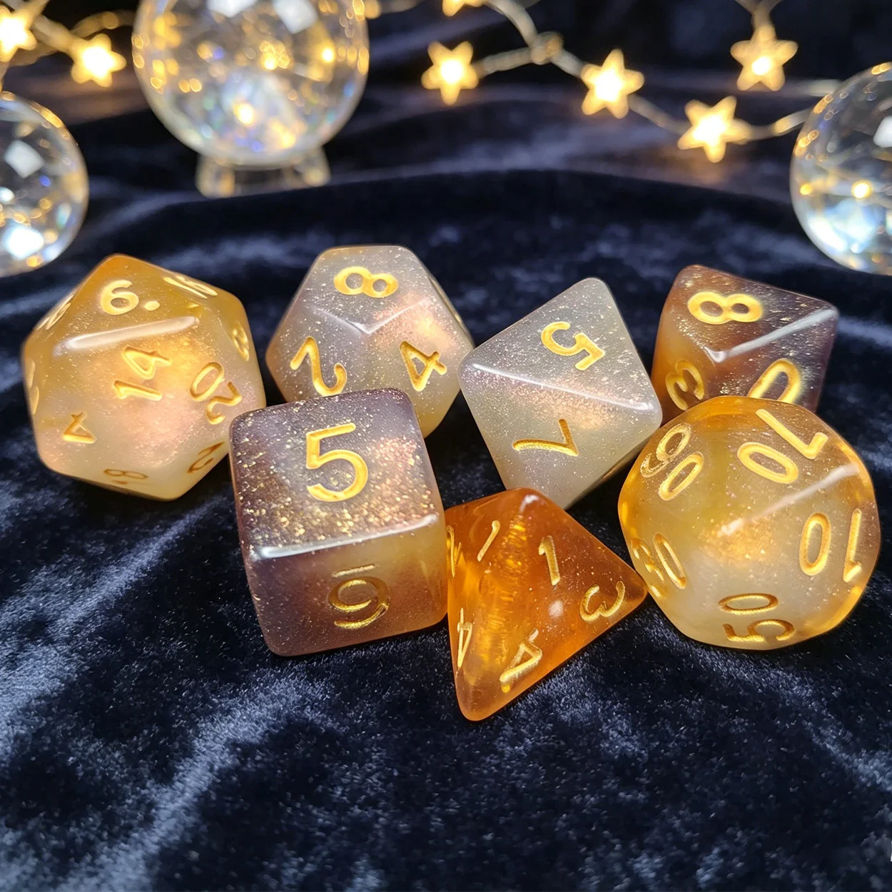 7pcs acrylic tri color sci-fi polyhedral dice set, suitable for action games, DND and maze, chessboard accessories Easter Gifts view 4