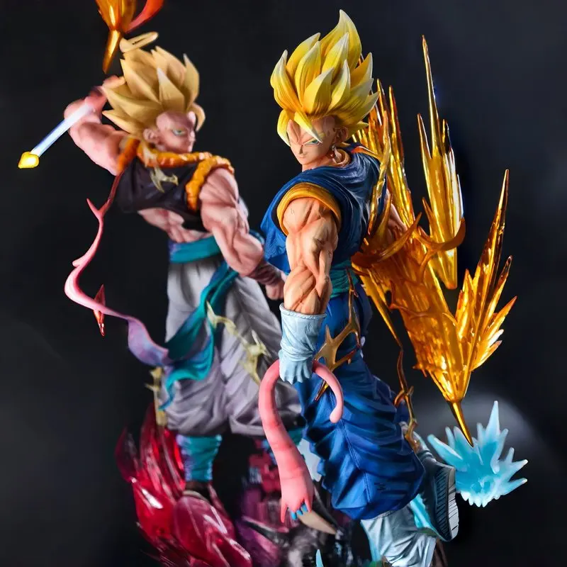 40/45cm JT Statue Dragon Ball Dual Kings Vegito & Gogeta Anime GK Figures 3 Heads Replace Super Saiyan Model Ornament Toy Gifts