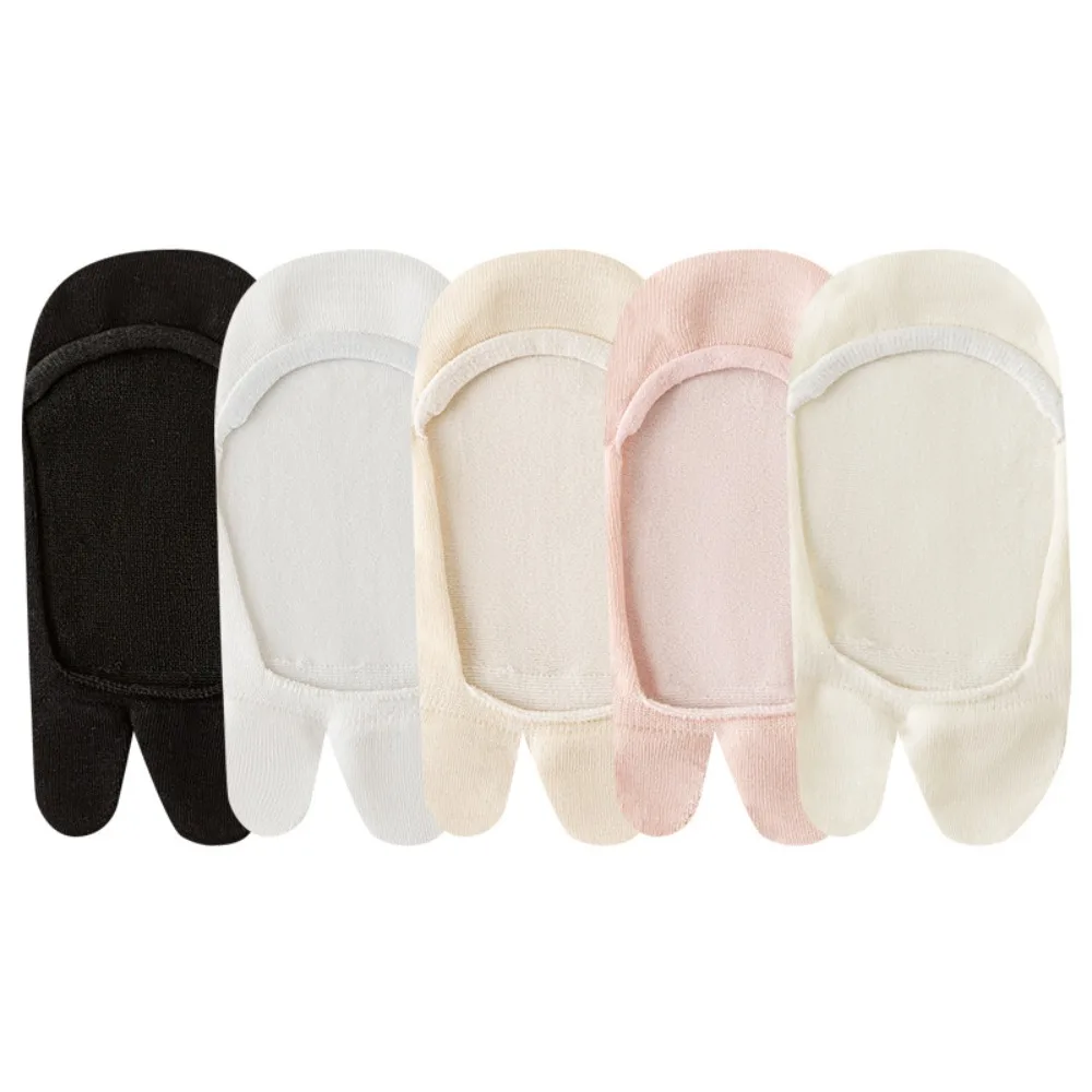 Casual Cotton Invisible Tabi Socks Low Cut Thin Non-slip Two Toe Socks Simple Clog Hosiery Separate Toe Boat Sock Spring