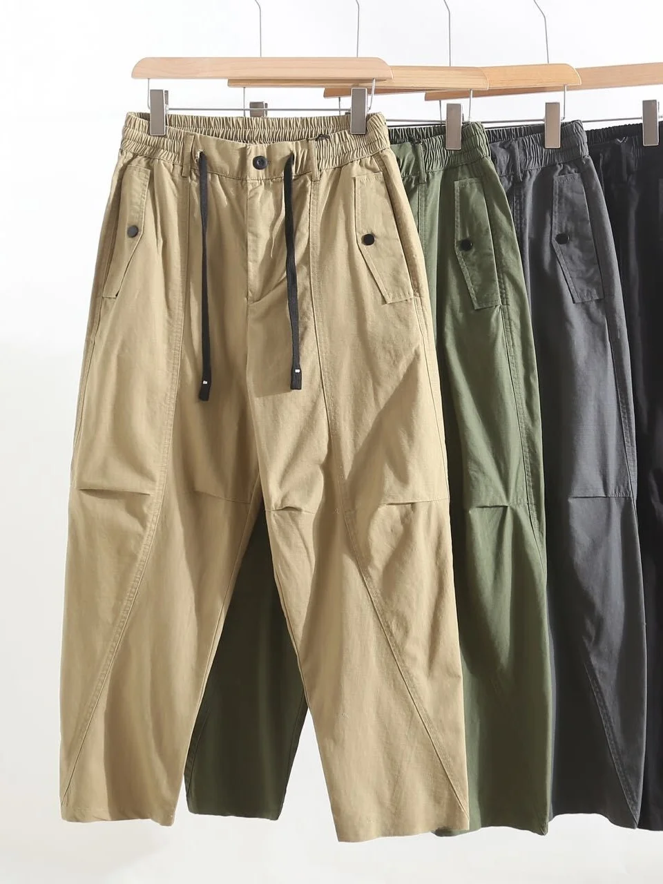 

Весенне-осенние свободные брюки-карго с широкими штанинами, с мелким квадратным узором, износостойкие, с эластичным поясом, повседневные, универсальный стиль