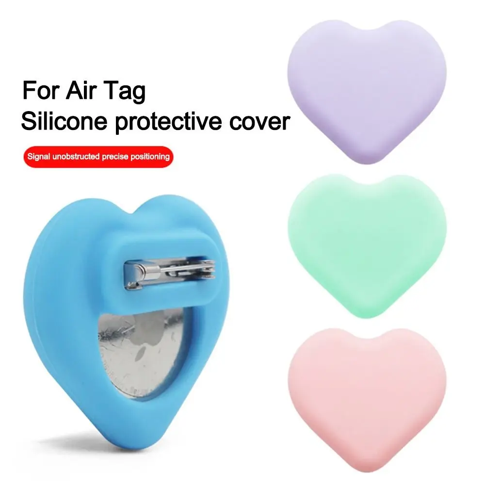 Heart Shape Silicone Case for Airtags Waterproof Anti-scratch Locator Protective Case Protective Shell with Invisible Pin