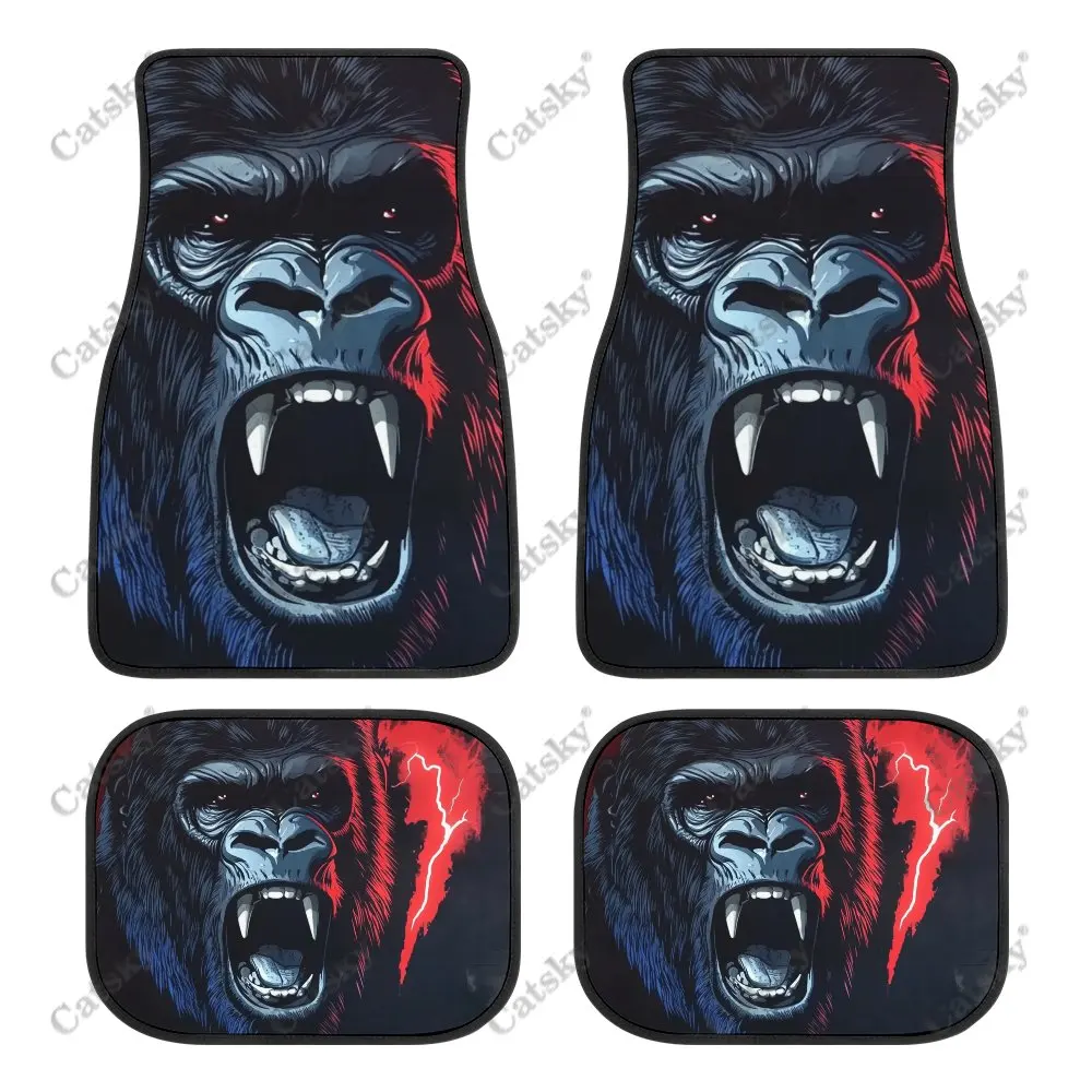 Fierce Gorilla Car Floor Mats 4-piece Front Rear Carpet Stain-resistant Complete Set Suitable for SUV Truck Interior Decoration