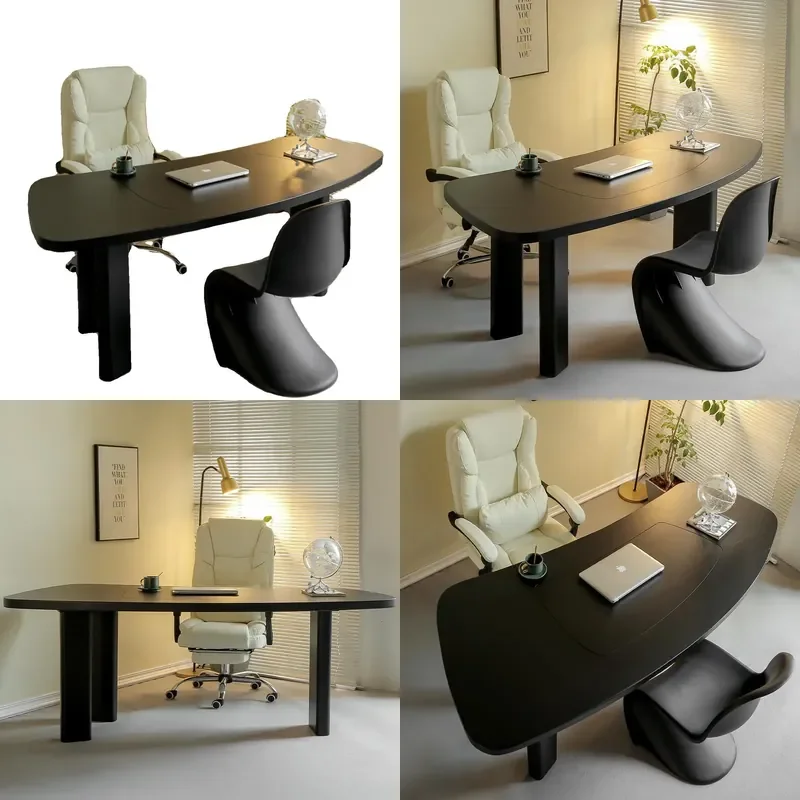 Modern Solid Wood Computer Desk Irregular Shape Executive Office Table Minimalist Designer Workbench for Home Study