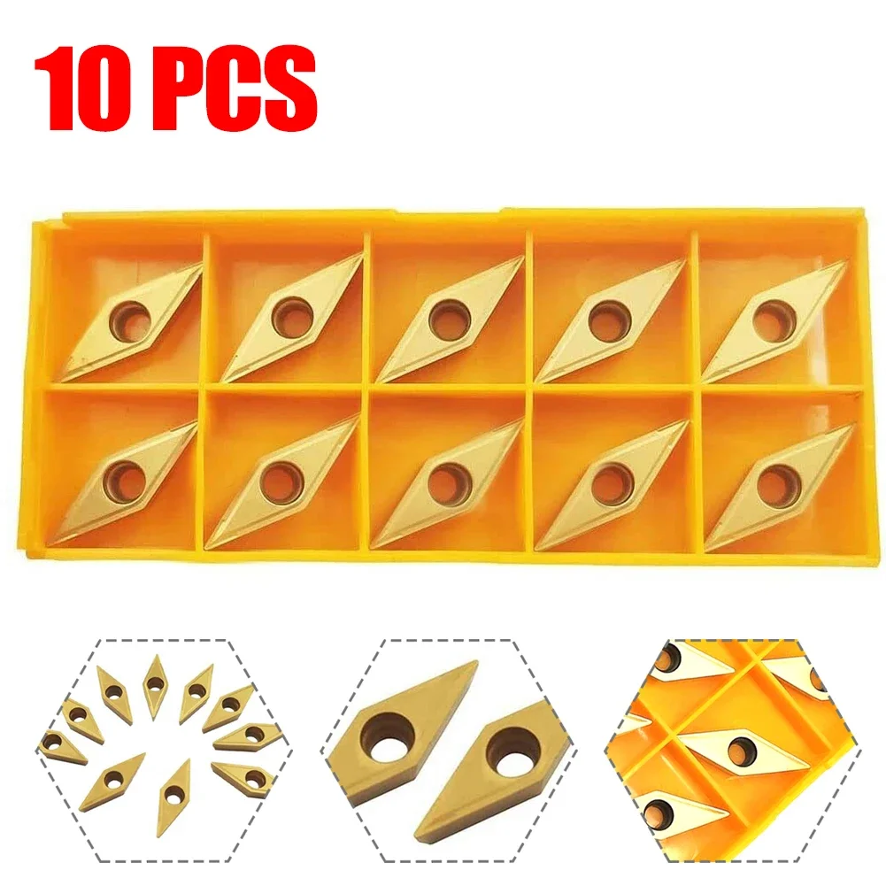 Accessori Inserto Set di ricambio Utensile per tornitura VCMT 160404   VCMT331 10 pezzi inserti in metallo duro raccordi per tornio dorato