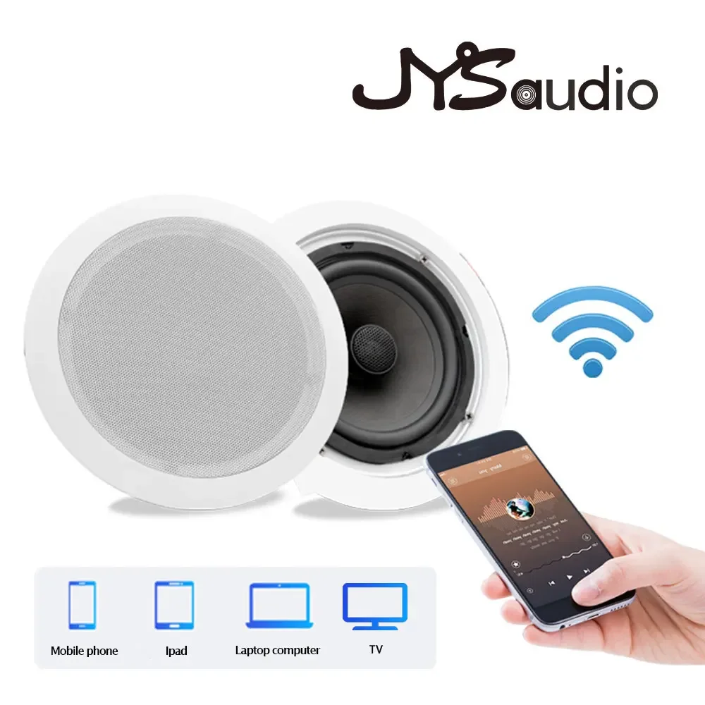 2pcs WiFi Ceiling Speaker 6 inch Coaxial Loudspeaker Built-in D class Amplifier Home Theater Background Music System for Hotel