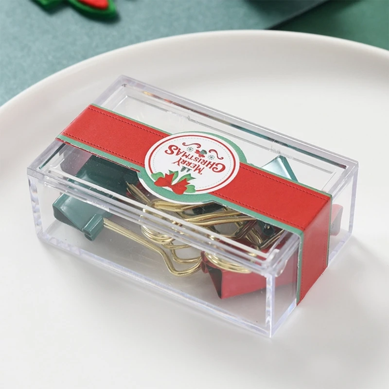 クリスマステーマのプッシュピン メタルバインダークリップ ペーパークリップ 収納ケース付き コルク掲示板 画鋲 掲示板ピン