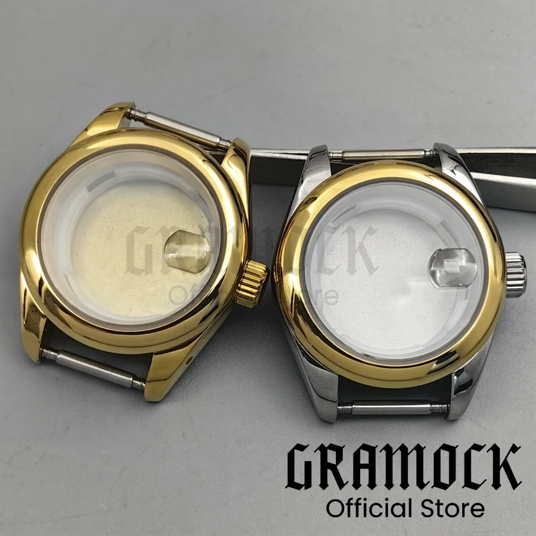 

GRAMOCK 28 мм полированный круглый корпус из нержавеющей стали с покрытием золотого и розового цвета для женщин, водонепроницаемый сапфировый механизм NH05 NH06