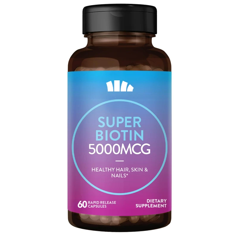 

Биотин 5000 мг, 60 капсул для поддержки здоровья волос, кожи, ногтей и костей