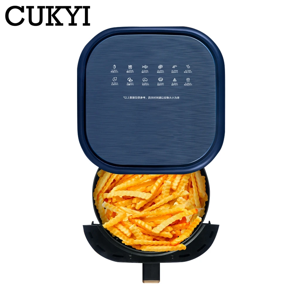 CUKYI 6L Household Air Fryer Electric Baking Oven Automatic French Fries Maker Oil Free BBQ Tool Cooking Machine 60 Min Timing