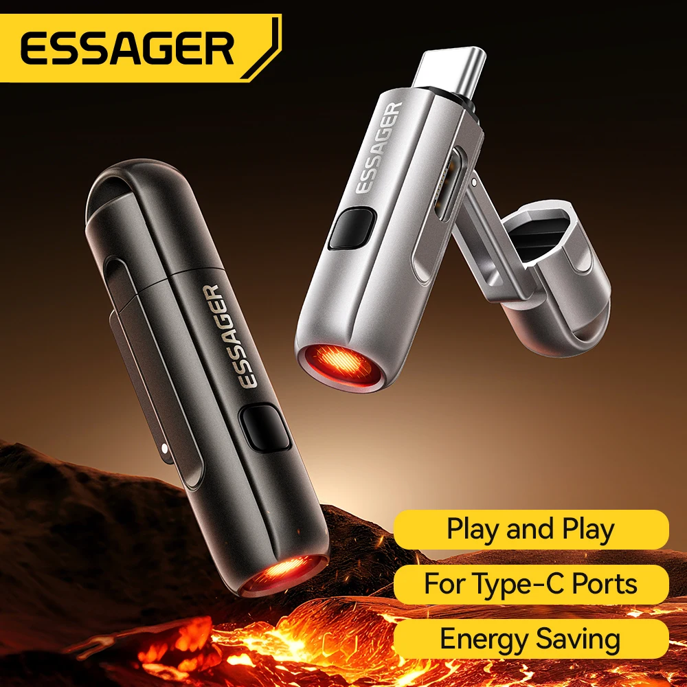 Essager 2-in-1 Type-C Portable Mini Cigarette Lighter And Air Blower Outdoor Safety USB-C Adapter for Camping And Emergency Use