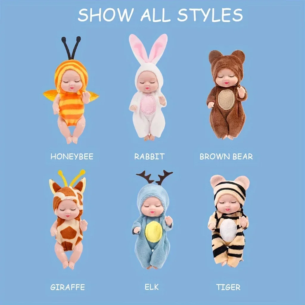 6pcs/set Baby Dolls, Pajama Fairy Baby Dolls Toy Figures Princess Doll Gift  Cute Animal Baby Doll - The Perfect Birthday image 4