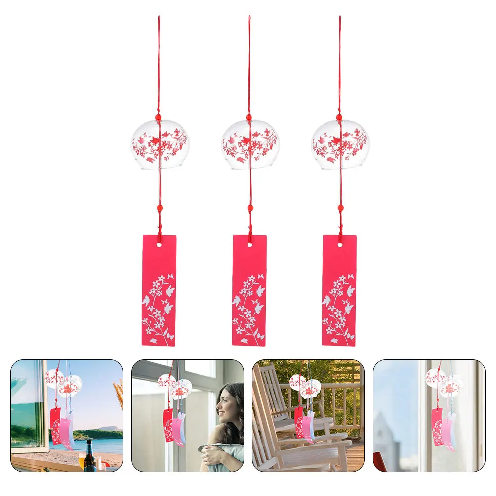 

3Pcs Hanging Wind Chimes Glass Decorations Durable Garden Home Balcony Window Creative Beautiful Sound Ornaments
