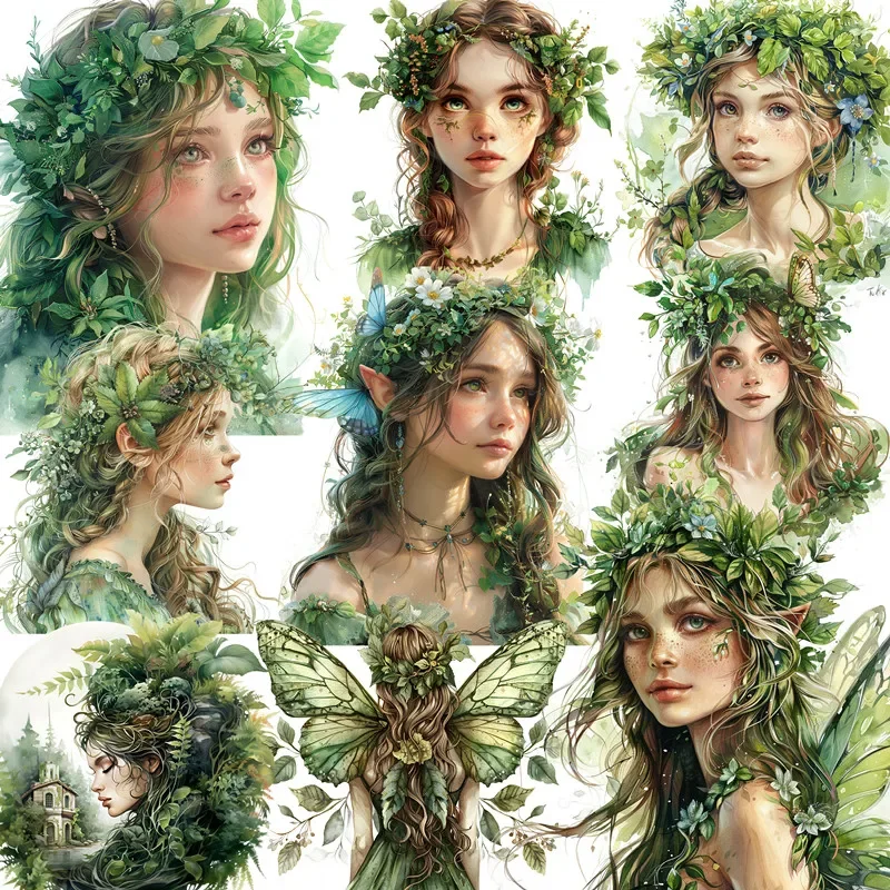 12Pcs/Pack Vintage Forest Elf Sticker DIY Craft Scrapbooking Album Junk Journal Decorative Stickers