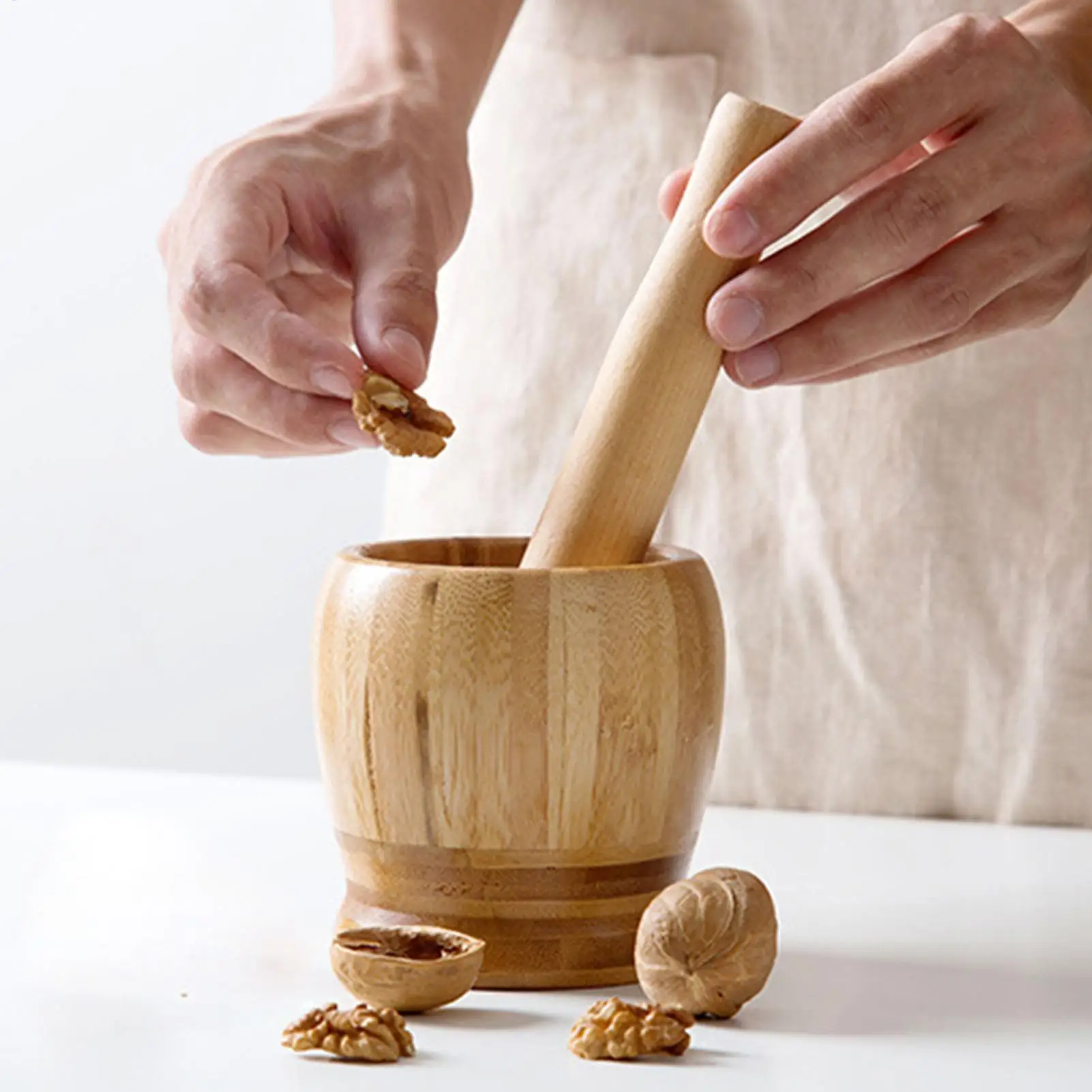 Pestle And Mortar Bowl Seasoning Crusher Wood Wooden Seasoning Crusher For Garlic Sesame Dried Fruits Walnuts Pills Recipe