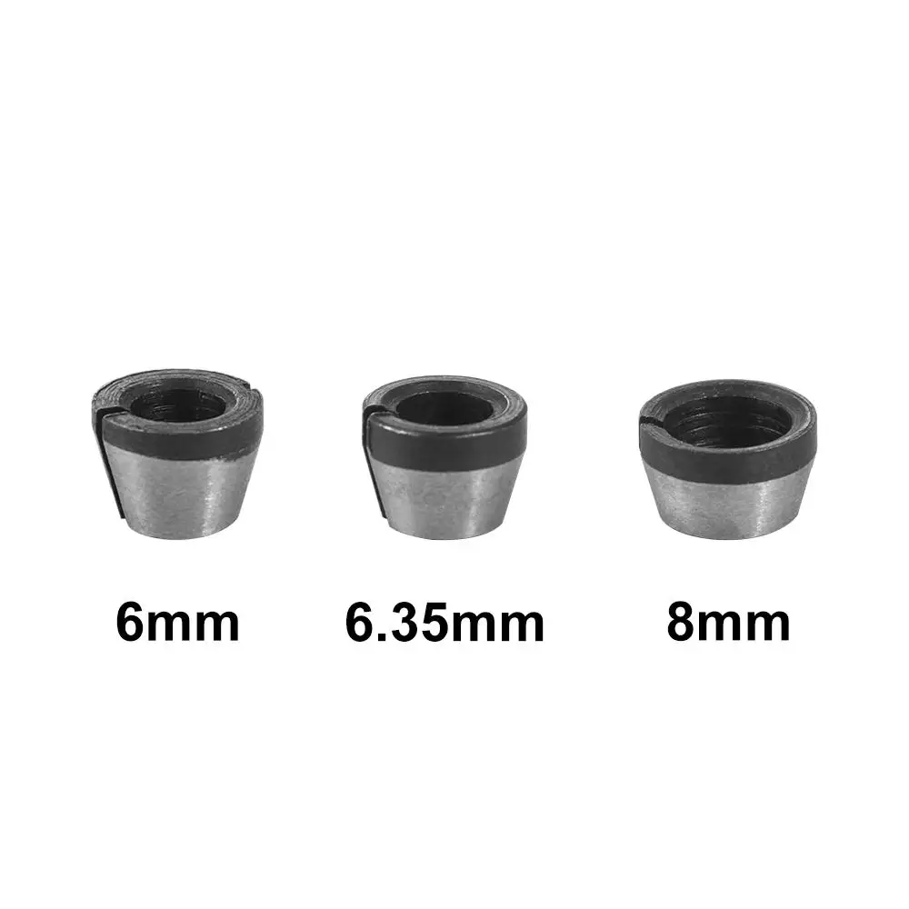 6mm 6.35mm 8mm Milling Cutter Collet Adapter High Precision Carbon Steel Collet Chuck Adapter Hard Durable Carpentry Adapter