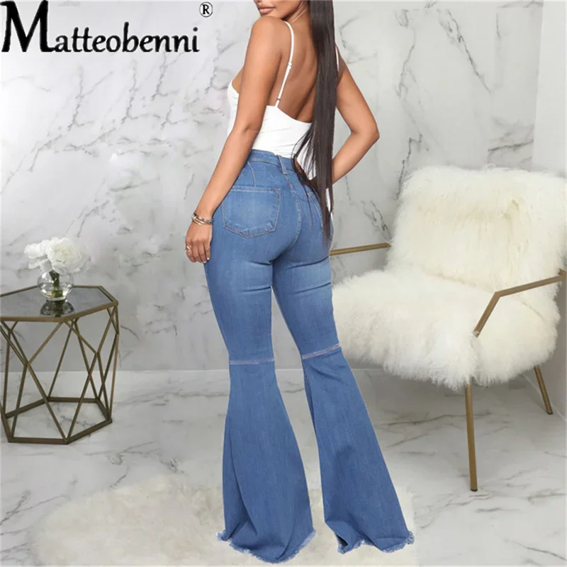 2024 Women's Ripped Wide Leg Jeans Ladies High Waist Slim Loose Autumn Winter Flares Pants Casual Washed Fashion Denim Trousers