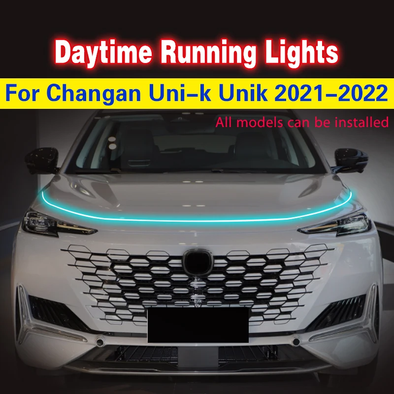 For Changan Uni-k Unik 2021-2022 Led Car Hood Lights Universal Headlight Strip Flexible Decorative Lamps Daytime Running Lights