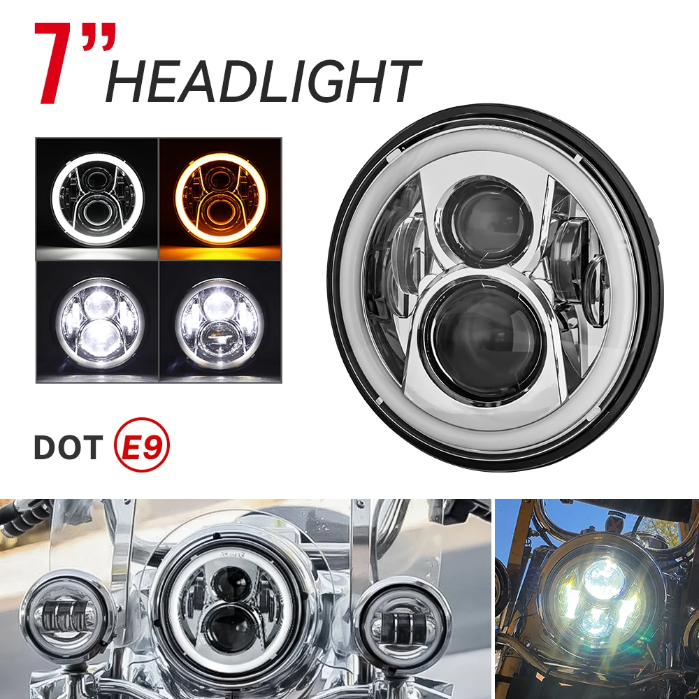 

Pop 7" HeadLight LED Headlight 7 Inch Motorcycle Headlamp H4 High Low Beam Light Lamp