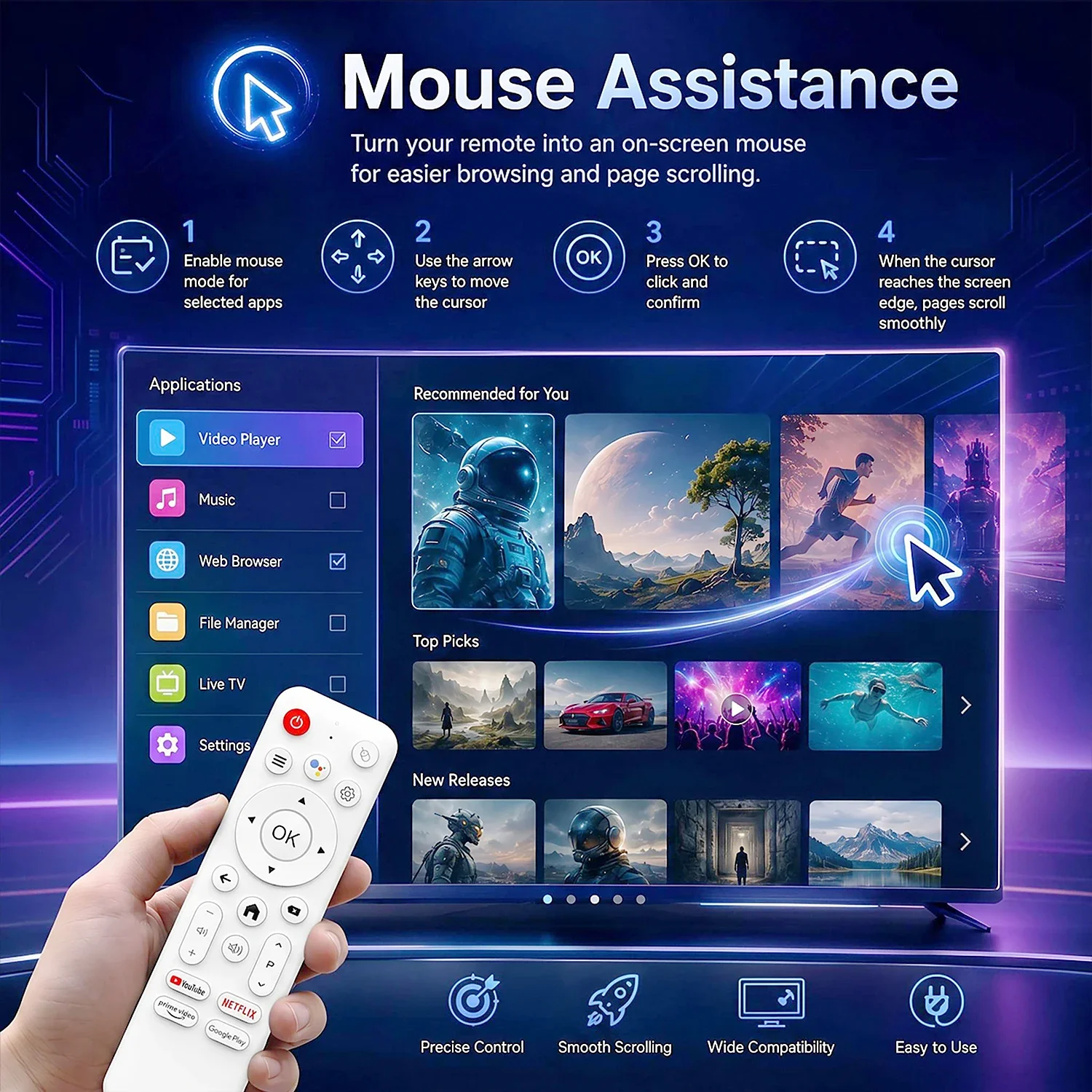 H96Max RK3518 TV-Stick Android14 Quad-Core BT5.4 4K@60fps 2.4G&5G Wifi6 2GB 16GB Google Sprachassistent Mediaplayer AI TV-Stick – Detail 7
