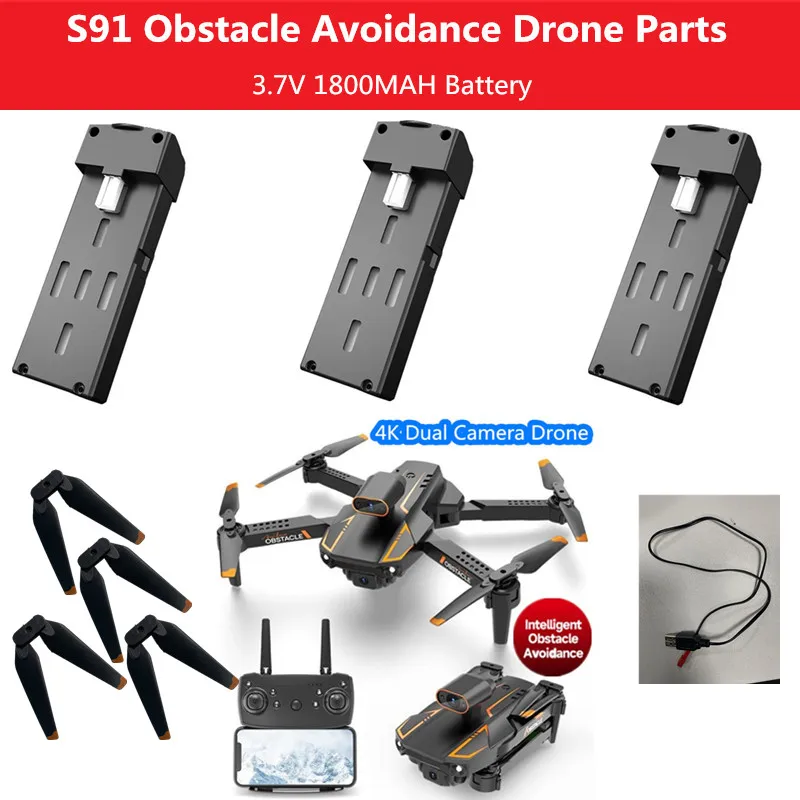 S91 Drone Battery S91 Obstacle Avoidance Drone Spare Parts 3.7V 1800mAh battery usb for S91 PRO Drone Accessories S91 PRO Dron T