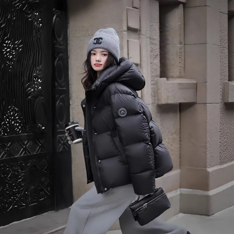 

2025 New Down Cotton Jacket Women's Short Winter Fashion Versatile Thick Hooded Warm Jacket Short