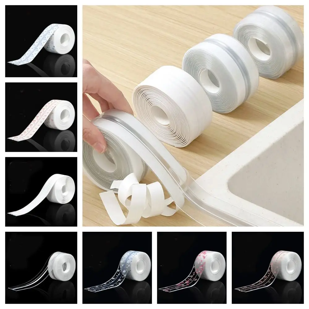 Adhesivo autoadhesivo para fregadero de cocina, pegatina impermeable, antimoho, tira de sellado para baño, impresión transparente gruesa