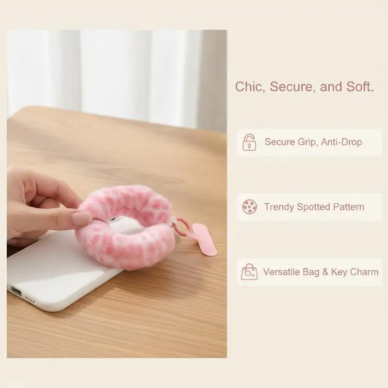 @*Portable Plush Wrist Lanyard Fashion Colorful Strap for Mobile Phone Keychain Bag Charm Suitable for Travel Vacation