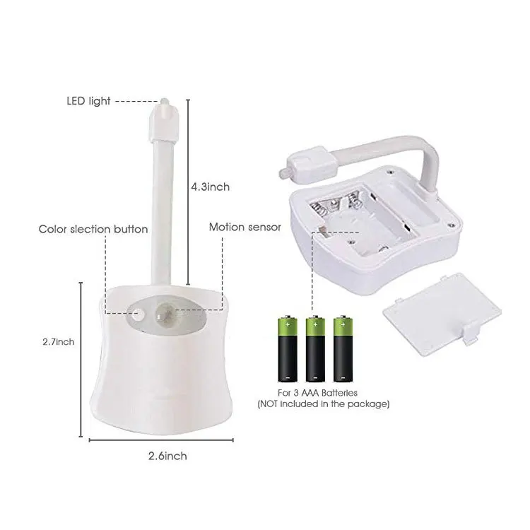 ZK50 LED Night Light 16 Colors Toilet Light Suspended Toilet Lid Induction Mood Light 3 AAA Batteries (Battery Not Included)