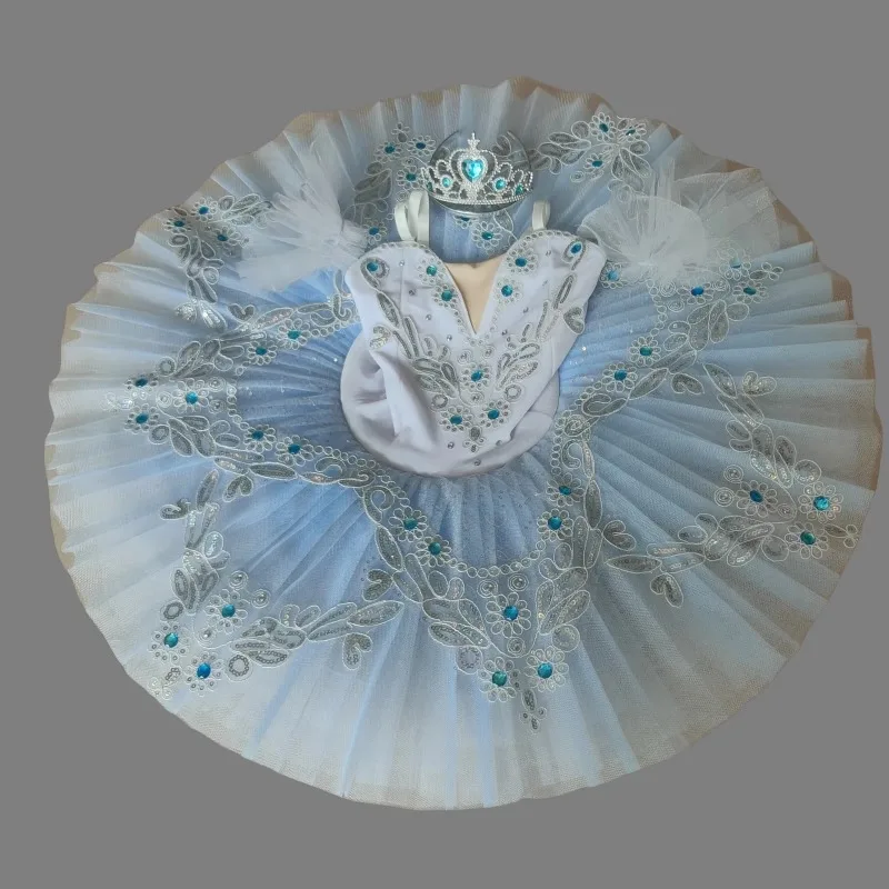 الأطفال الباليه الرقص توتو تنورة ليتل سوان جديد الضوء الأزرق المهنية الحمالات المرأة تنورة مرحلة الأداء الملابس