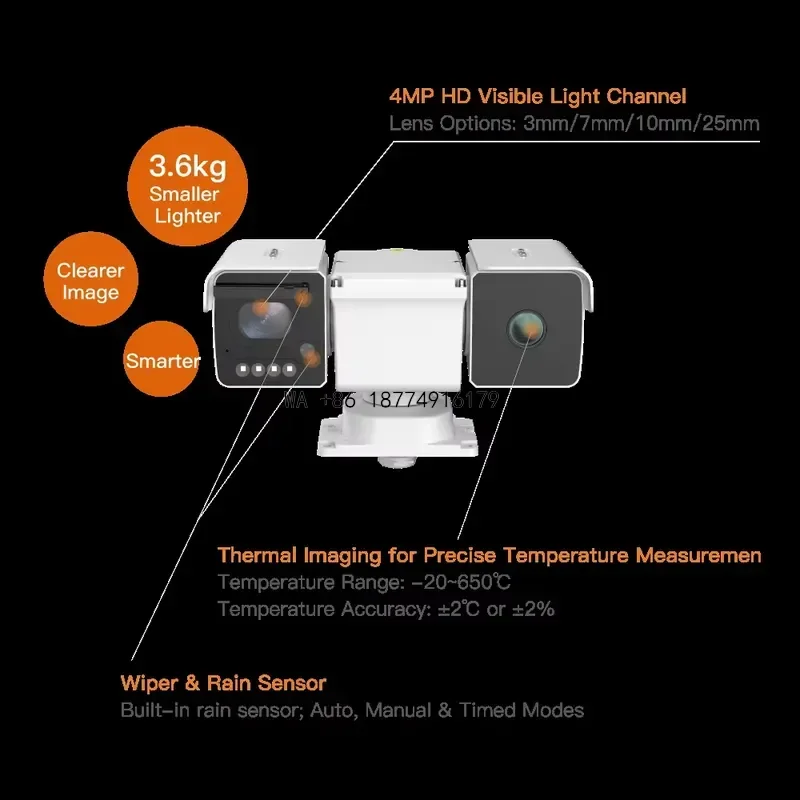 wmwmnu Dual Spectrum Mini PTZ Thermal Imager SV-T5XDSA, 3.7kg Lightweight, IP67, -20~ 650 ℃ Temperature MeasurementODM OEM