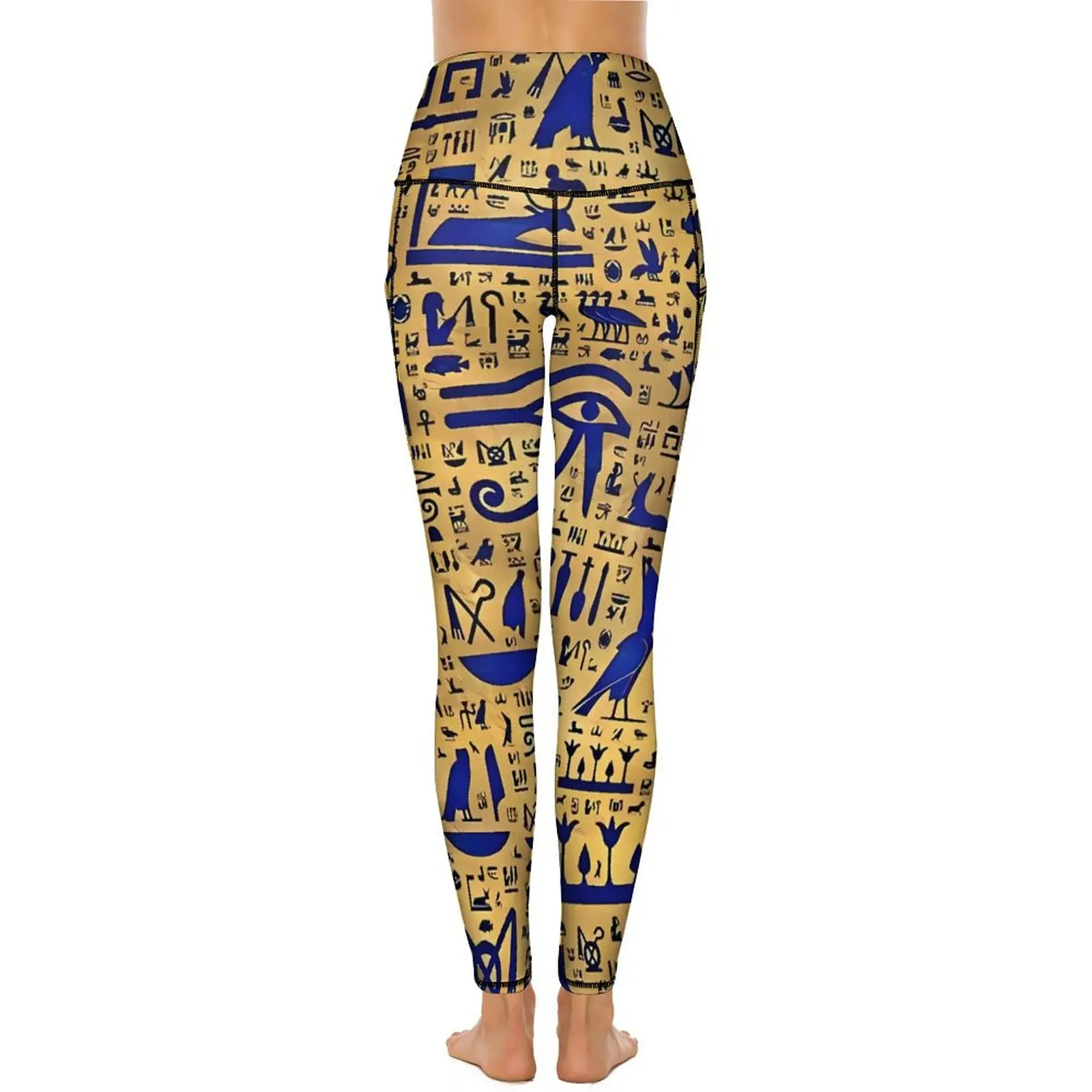 Oude Egyptische kunst yogabroek Lapis Lazuli en gouden legging Hoge taille Mode Yoga Sportlegging Stretch Design Gymlegging