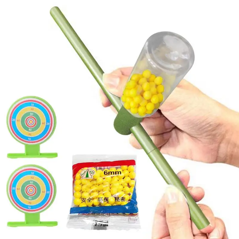 Soft Pinball Launcher Small Ball Shooter Crackling Tube Outdoor Children Toy Aluminum Alloy Imitation Bamboo Craft Shootings Toy