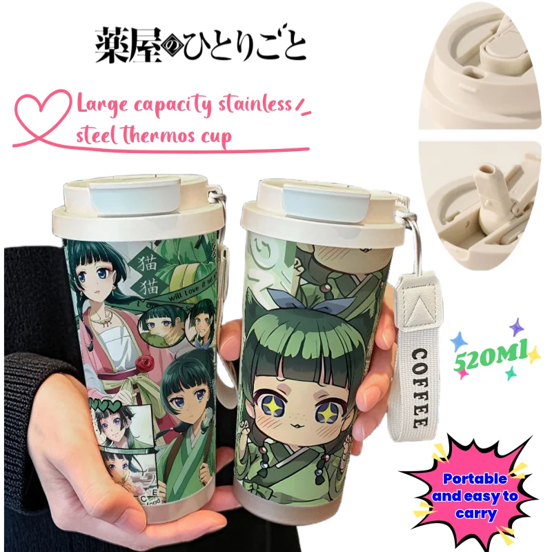 The Apothecary Diaries Mao Tasse, kreativer, persönlicher Edelstahlbecher mit großem Fassungsvermögen, tragbarer Doppeltrinkbecher für Studenten