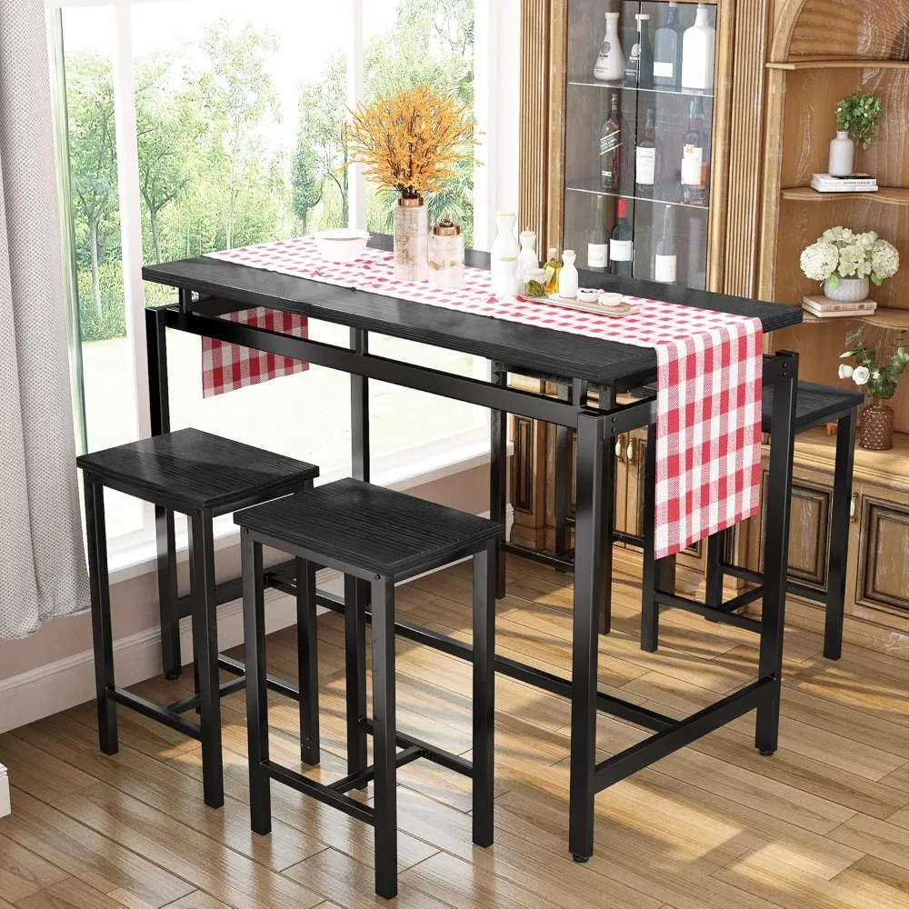 Bar Table Set, 5-Piece Dining Table Set for 4, Modern Kitchen Table and Chairs Set Dinette Dinner Tables Set for Home, Kitchen